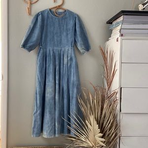 Linen dress hand dyed with indigo - size 2-4